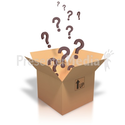 Question Marks Coming Out Of Box Presentation clipart