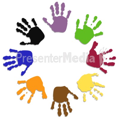 Colored Hand Circle Presentation clipart