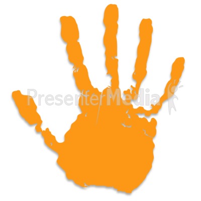 Clip Art Hand Print. Single Orange Hand Print