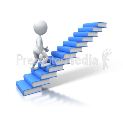 Stick Figure Walking Up Books Presentation clipart