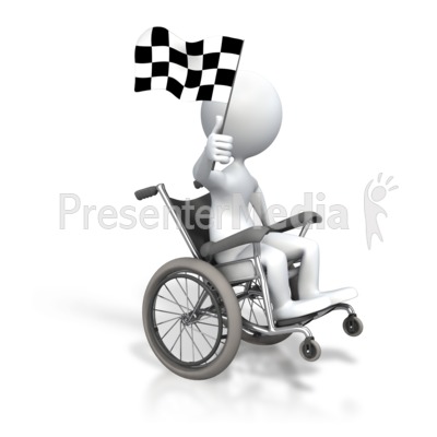 Stick Figure Wheelchair Checkered Flag Presentation clipart