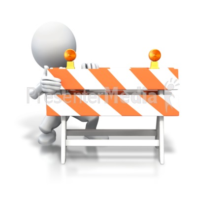 Stick Figure Hiding Behind Blockade Presentation clipart