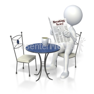 Stick Figure Coffee Newspaper Presentation clipart