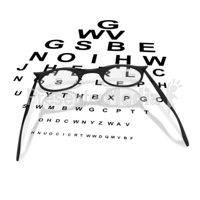 Womens Glasses with Eye Chart Presentation clipart