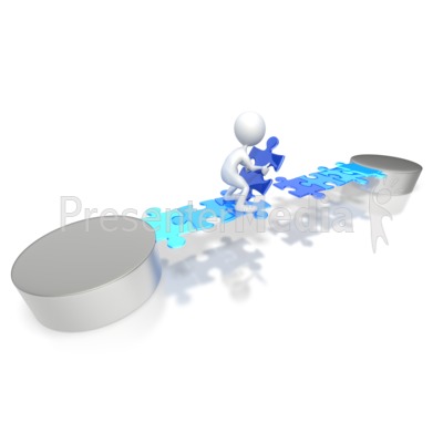 Stick Figure Build Puzzle Bridge Presentation clipart