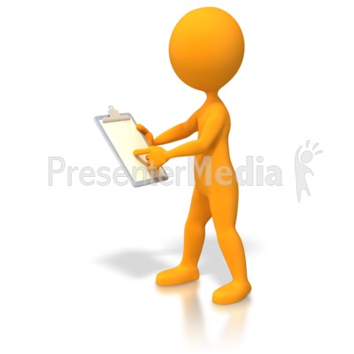 Stick Figure Pointing At Clipboard Presentation clipart