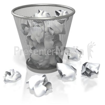 Garbage Can Filled with Paper Presentation clipart