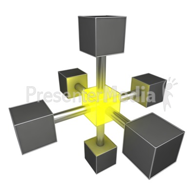 Connected Central Glowing Boxes Presentation clipart