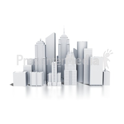City Downtown Buildings Monotone Presentation clipart