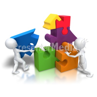 Puzzle Pieces House Teamwork Presentation clipart