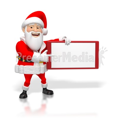 Santa Pointing at Small Blank Sign Presentation clipart