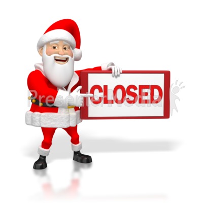 Santa pointing to Closed Sign Presentation clipart
