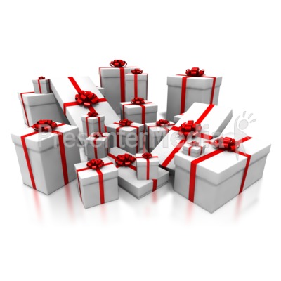 Pile White Gifts with Red Decor Presentation clipart