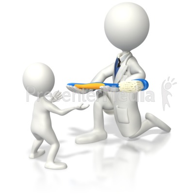 Stick Figure Dentist Giving Kid a Toothb Presentation clipart