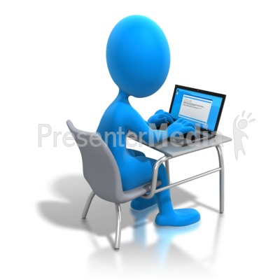 Stick Figure Working Laptop Desk Presentation clipart