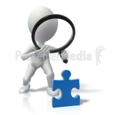Stick Figure Magnify Solve Puzzle Presentation clipart
