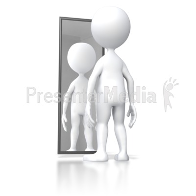 Stick Figure Looking In Mirror Presentation clipart