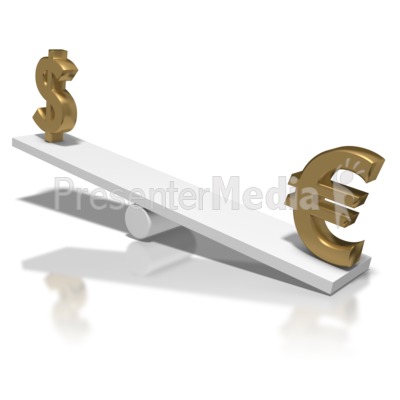 Dollar Up Euro Down Teeter Totter Presentation clipart