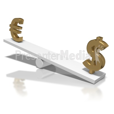 Euro Up Dollar Down Teeter Totter Presentation clipart