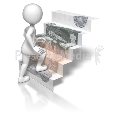 Stick Figure Climbing British Money Stai Presentation clipart