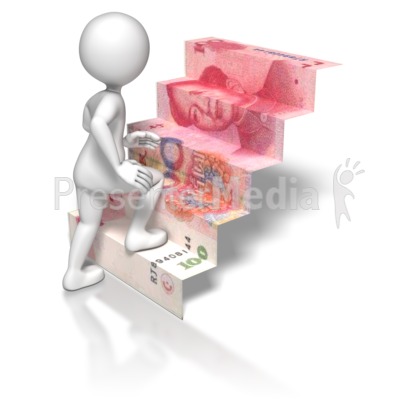 Stick Figure Climbing Chinese Money Stai Presentation clipart