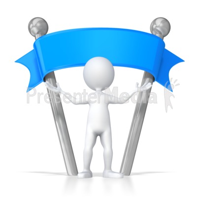 Stick Figure Standing Under Blank Sign Presentation clipart