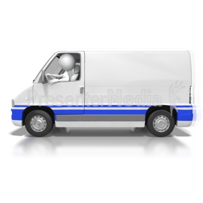 Stick Figure Drive Cargo Van Presentation clipart