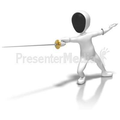 Stick Figure Fencing Thrust Presentation clipart