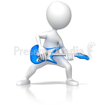 Stick Figure Rocking Guitar Presentation clipart