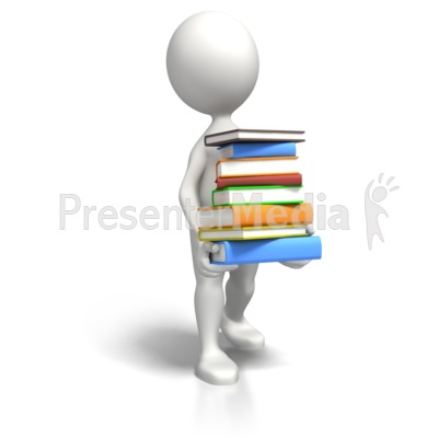 Stick Figure Carrying Book Load Presentation clipart
