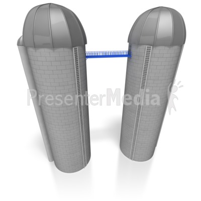 Twin Silos Connected by Bridge Presentation clipart