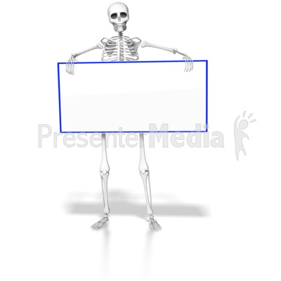Skeleton Holding Blank Sign Presentation clipart