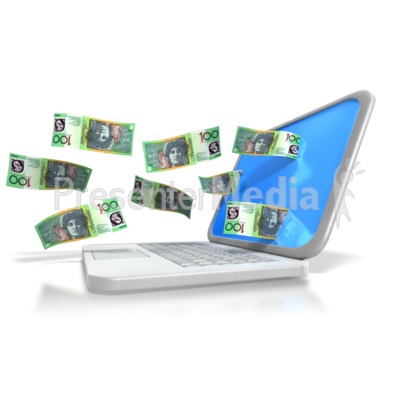 Australian Money Through Laptop Presentation clipart