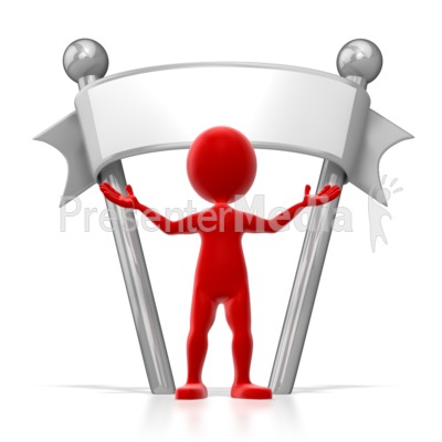 Stick Figure Colored Standing Under Sign Presentation clipart