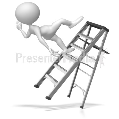 Stick Figure Falling Off Ladder Presentation clipart