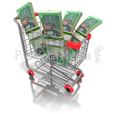 Shopping Cart with Australian Money Presentation clipart