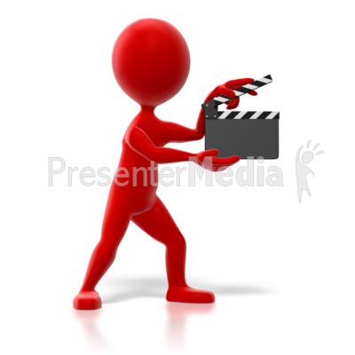 Stick Figure Colored With Clap Board Presentation clipart