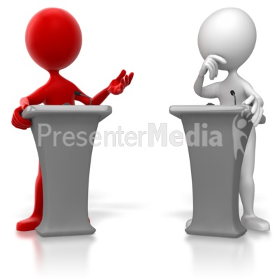 Stick Figure Colored Podium Debate Presentation clipart
