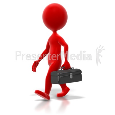 Stick Figure Toolbox Walk Colored Presentation clipart
