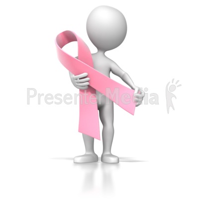Stick Figure Holding Pink Ribbon Presentation clipart