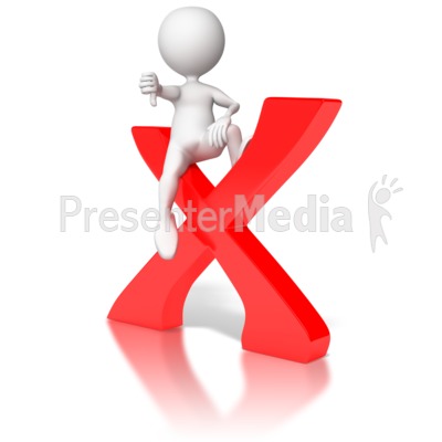 Sitting on X with Thumbs Down Presentation clipart
