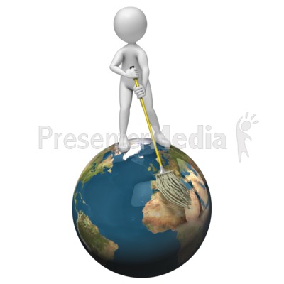 Stick Figure Mopping World Presentation clipart