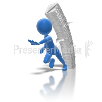 Stick Figure Running From Paperwork Presentation clipart