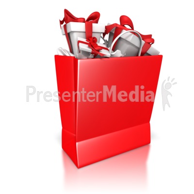 Shopping Bag Solid Color With Presents Presentation clipart