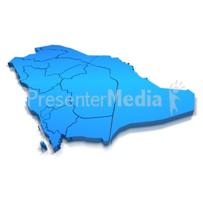 Saudi Arabia Blue Map Outline Presentation clipart
