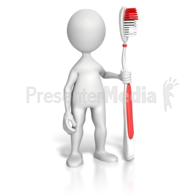 Stick Figure Holding Toothbrush Presentation clipart