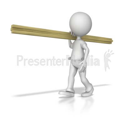 Stick Figure Carpenter Carrying Wood Presentation clipart