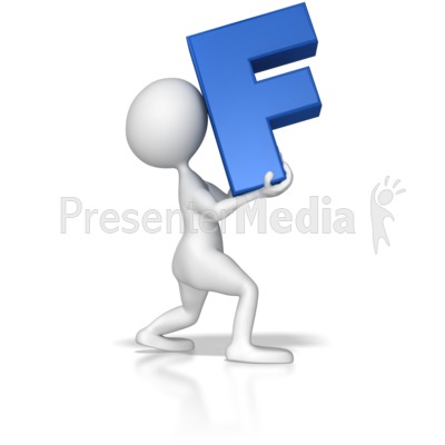 Stick Figure Holding Letter F Presentation clipart