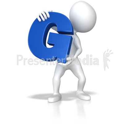 Stick Figure Holding Letter G Presentation clipart