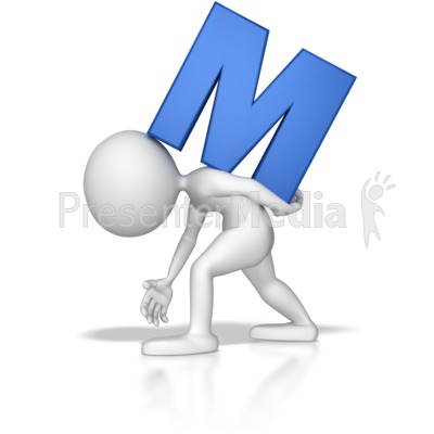 Stick Figure Holding Letter M Presentation clipart